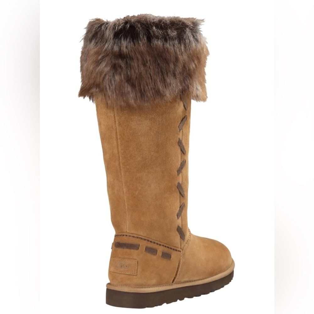 UGG AUSTRALIA Rosana Women’s Suede Waterproof Chestnut Mid Calf Boots 1008044